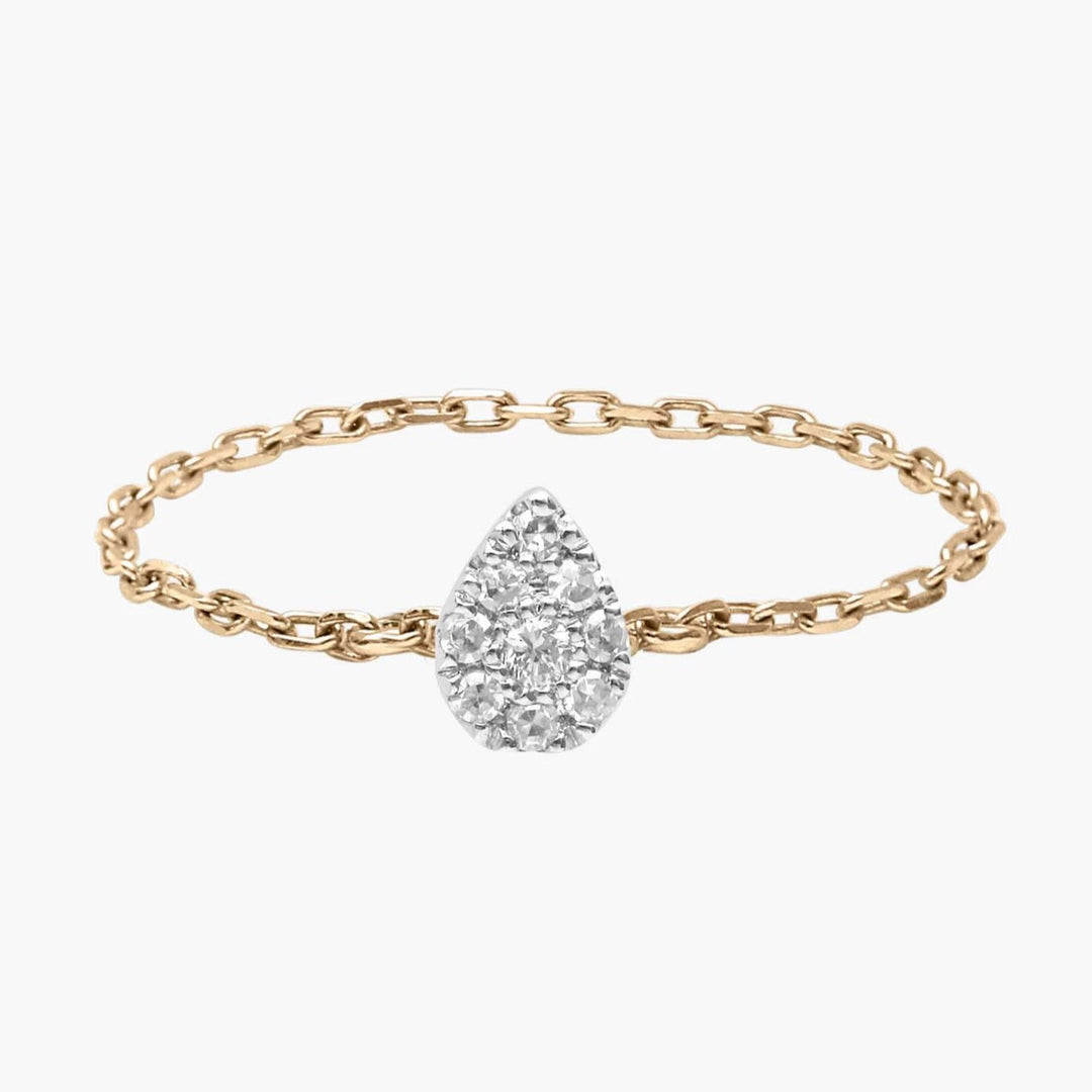 Gold and Diamond Pear Chain Ring - Millo Jewelry