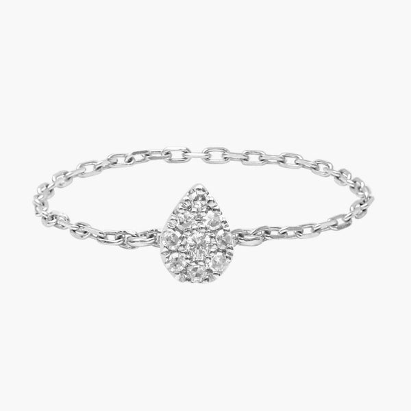 Gold and Diamond Pear Chain Ring - Millo Jewelry