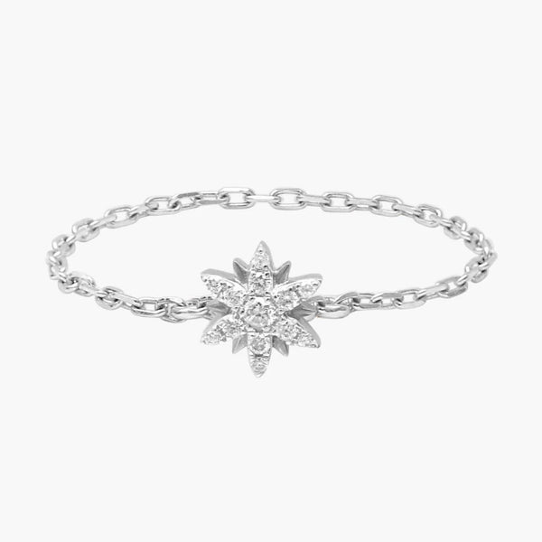 Gold and Diamond Sun Chain Ring - Millo Jewelry