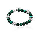 Load image into Gallery viewer, Silver Spheres &amp; Malachite Beads In Cactus Motif Bracelet - Millo Jewelry